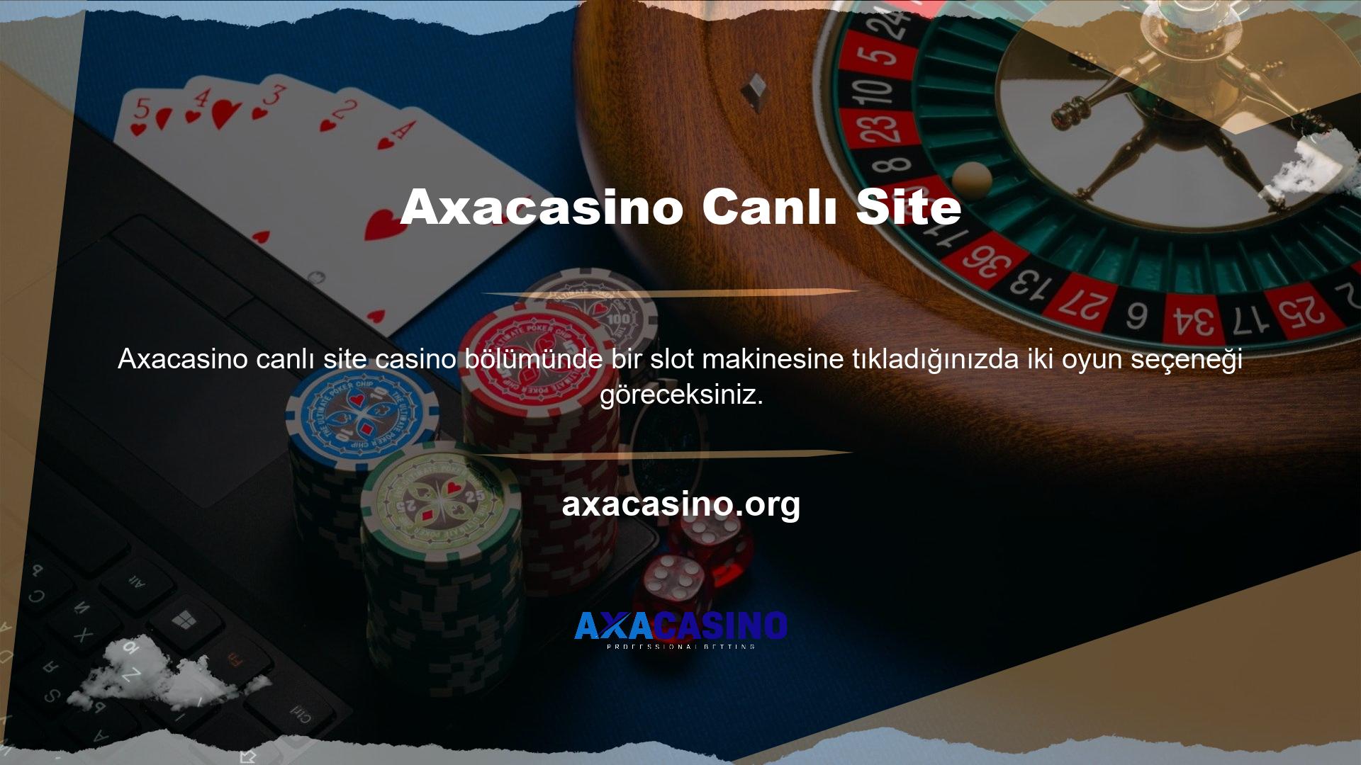 Axacasino slotunda “oyna” butonuna tıklayan oyuncular bahislerini oynayabilirler